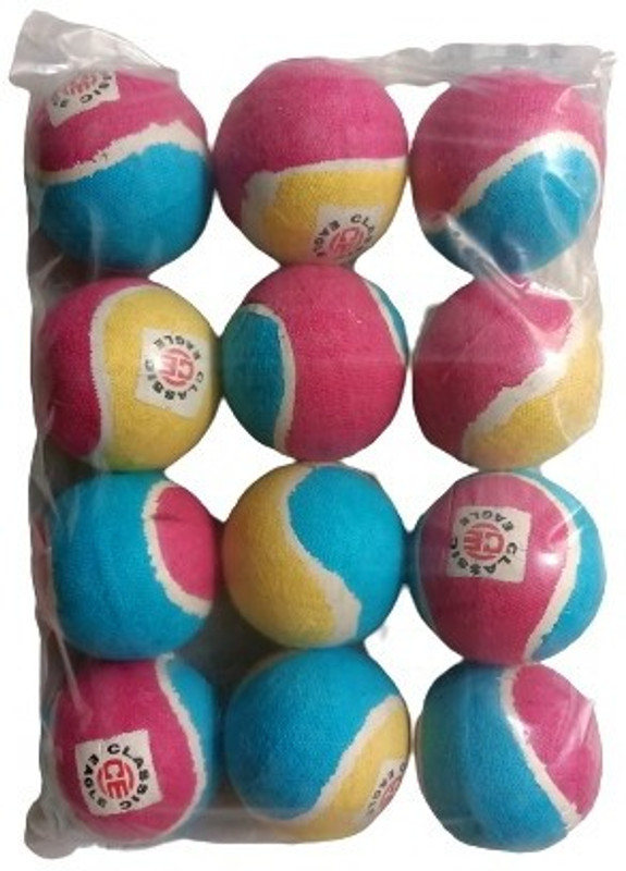 Classic Eagle Premium quality Multicolour Tennis Ball/Cricket Ball Lite weight (Pack of 12) Tennis Ball(Standard, Pack of 1, Multicolor)