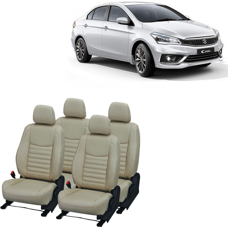 AutoSafe PU Leather Car Seat Cover For Maruti Ciaz(Detachable Head Rest, Mono Back Seat, 4 Seater, 2 Back Seat Head Rests)