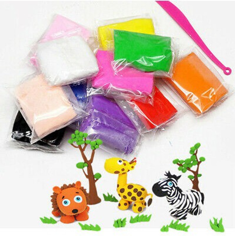 FORSIKHA Dry Clay for Kids Modelling Bouncing Clay with Tools for Kids 12 Different Color Multicolor Putty Toy