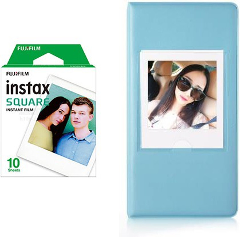FUJIFILM square 10X1 normal Instant Film With 64 sheet Blue Album for square Film Roll(Yes 800 ISO Pack of 1)