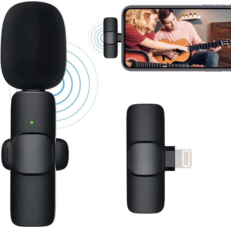 NEWHUT 2 in 1 K8 Wireless Microphone for All iPhone Lightning Devices & Type C Devices WIRELESS MICROPHONE(Black)