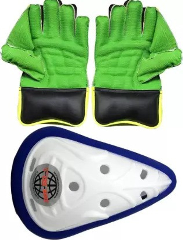 My Sports Practice Wicket Keeping Gloves with Abdominal Guard (Men, Green) (Green) Wicket Keeping Gloves(Green)
