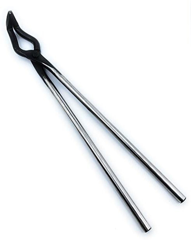 HOUF Forged Steel Hinged Crucible Tong 15" Heavy Duty Plier with Bent Mouth to Lift Crucibles at Foundry, Refinery, Bullion, Casting Plant of Gold, Silver 38.1 cm NA Tongs(Pack of 1)