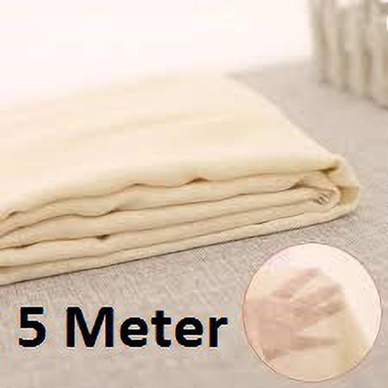 Hometail INDIA 5 Meter Natural Ultra Fine Cheese Cloths for Straining Reusable, Making Cheese Collapsible Strainer(Beige Pack of 1)