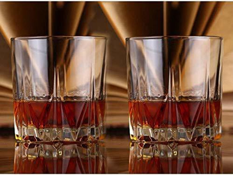 ATLOYAL (Pack of 2) presenting shiny clear crystal glass for whisky, champagne, wine (X CALIBER_06) Glass Set Whisky Glass(300 ml, Glass, Clear)
