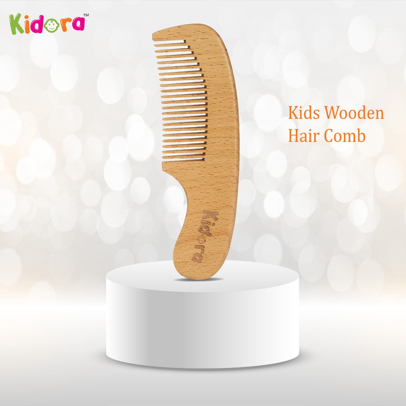Kidora Wooden Comb for Infants, Babies & Kids | Anti-Bacterial, Non Static, Hair Growth