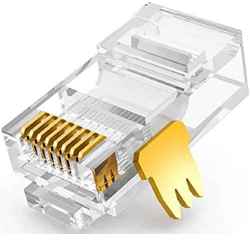 BALRAMA 100pcs Cat6 / Cat5e RJ45 Connector, Ethernet Cable Crimp Connectors Network Interface Card(Crystal Clear, Gold Plated)