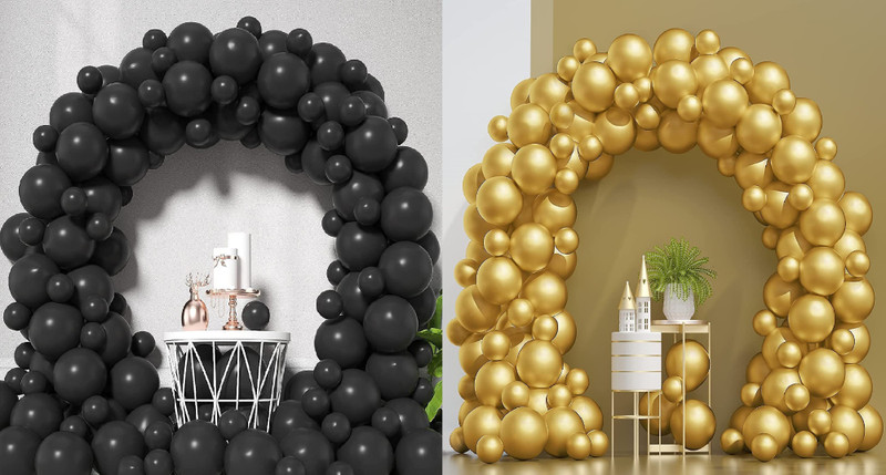 FAB NATION Solid Black&Golden_50 Balloon(Black, Gold, Pack of 50)