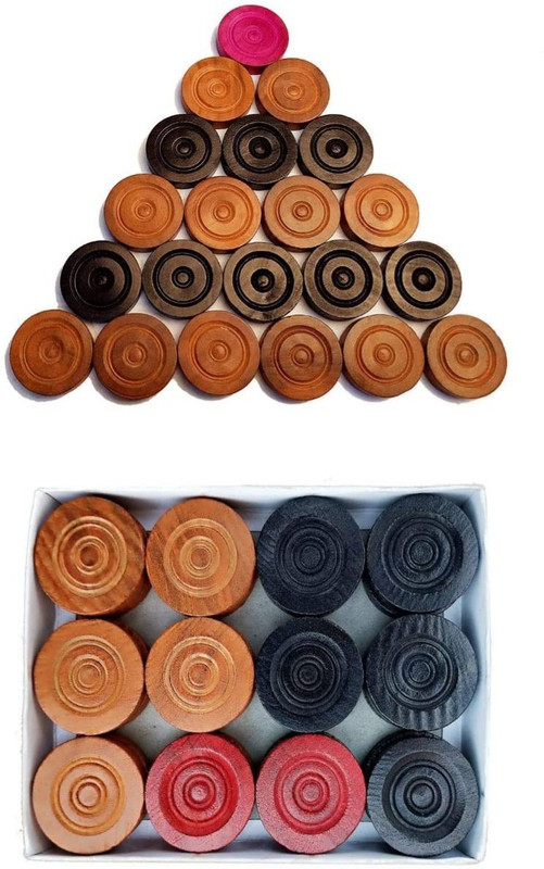 Dinetic Wooden carrom coins set of 24 Carrom Pawns (Pack of 24) Carrom Pawns(Pack of 24)