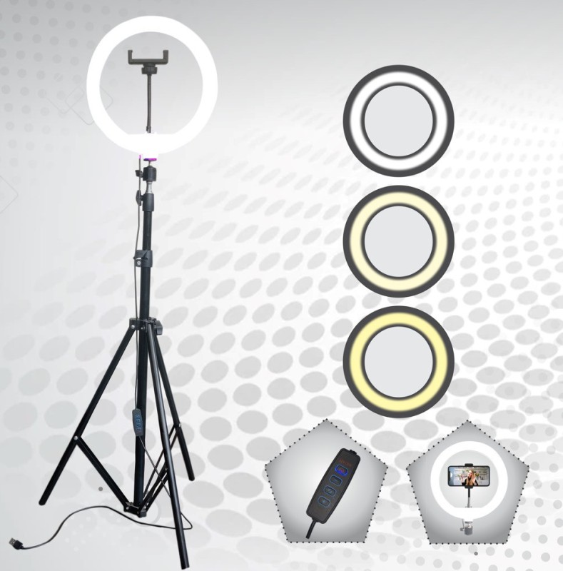 airtech ring light with stand Big Selfie long tripod for Clear video and picture making Ring Flash(Black)