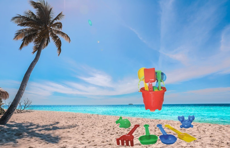 SPKART 5 Pc Beach Toy Material Sandpit Bucket Animal Mould Beach Shovel Spade(Multicolor)