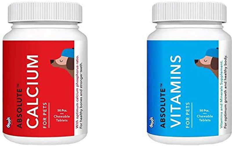 Drools Calcium Tablet- , 50 Pieces & Vitamin Tablet- Dog Supplement, 50 Pieces Dog Chew(400 g, Pack of 1)