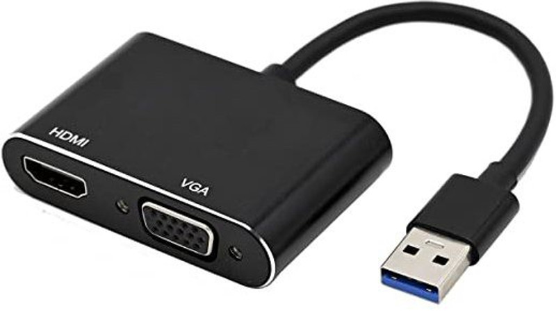 Etzin USB to HDMI VGA Adapter, USB3.0 to VGA HDMI Adapter Converter Support HDMI USB Adapter(Black)