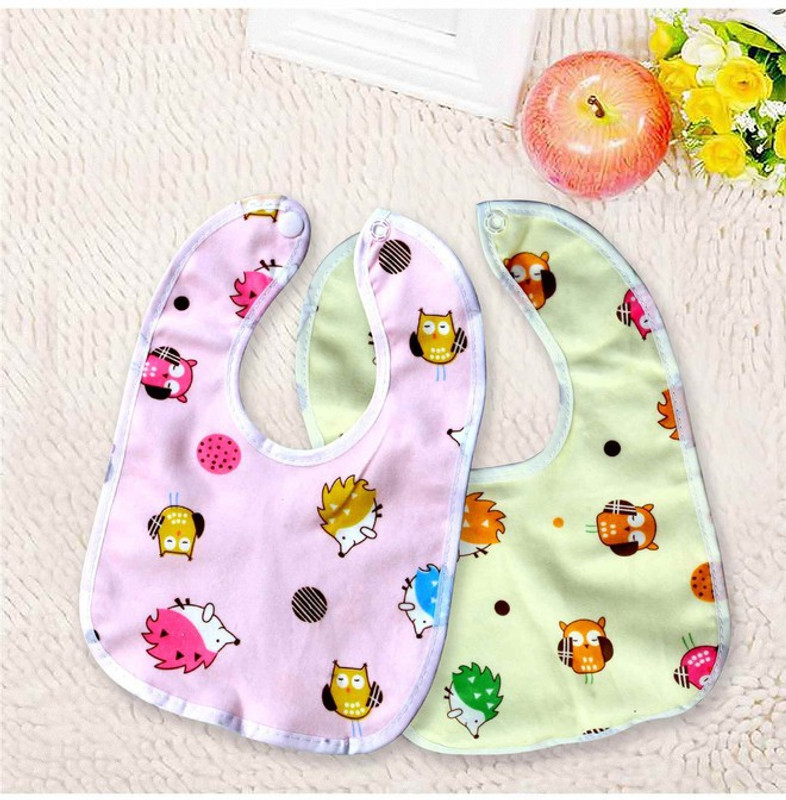 Bouchic Baby Cotton Bibs Waterproof (Pack of 2) (Multicolor)(Mult-color)