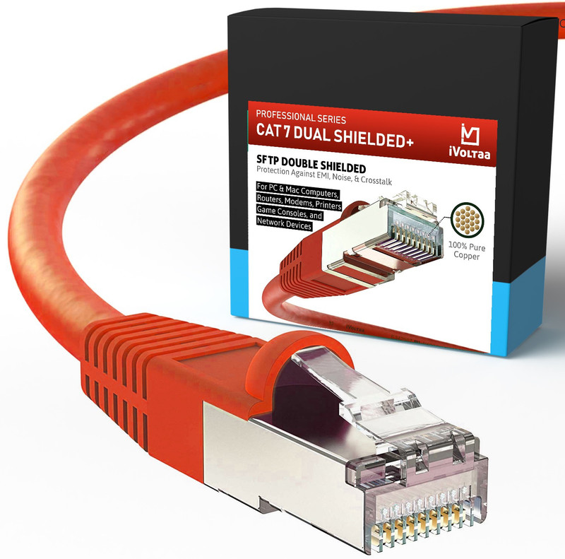 iVoltaa LAN Cable 0.9 m Metal Braided, Mylar Foiled iVLAN-PC3(Compatible with Computer, Laptop, Router, Switch, NAS Device, Gaming Console, IP Camera, Printer, Smart TV, Green, One Cable)