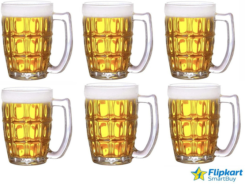 Flipkart SmartBuy (Pack of 6) 400ml Glass Beer Mug Glass Set Beer Mug(400 ml, Glass, Clear)