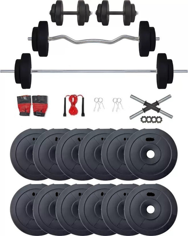 JMB 50 kg Home gym with 3ft Straight Rod, 3ft Curl Rod,Home Gym Combo Fixed Weight Dumbbell(50 kg)