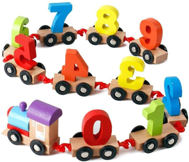 Quadrants Wooden Magnetic Numerical Colorful Train Model Vehicle 0 to 9 Series Toys(Multicolor)