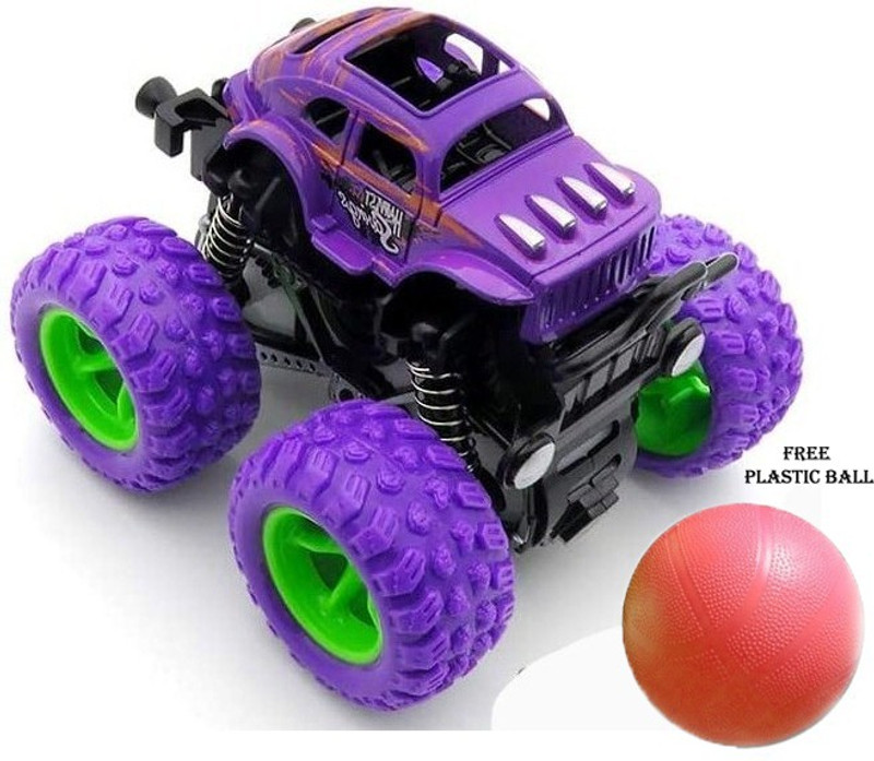 SHALAFI Mini Monster Truck Friction Cars Toys 360 Degree Stunt Cars Kids +Plastic Ball(Purple, Pack of: 1)