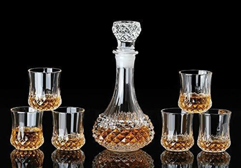 SMILERY European Crystal Clear 1 Decanter and 6 Pcs Glass Set- Stylish Decanter Decanter(Glass, 80 oz)