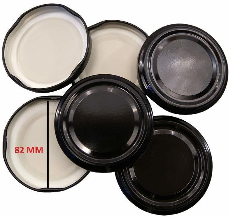 JIGSHTIAL [Black] Air Tight Cap Metal Lug Cap Lid for Glass jar /Bottles/Containers 82mm 3.1 inch Lid Set, Pack of 12(Iron)