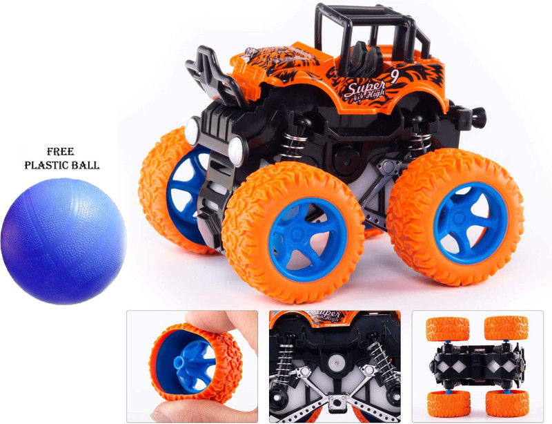SHALAFI Manual Off-Road Vehicle Stunt Car Stunt car Mini Monster Truck+Plastic Ball(Orange, Pack of: 1)