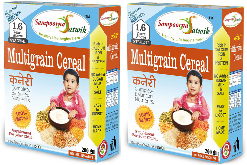 sampoorna satwik Multigrain Cereal Stage - 2, 400 Grams(combo of 2) Cereal(400 g, Pack of 2, 6+ Months)