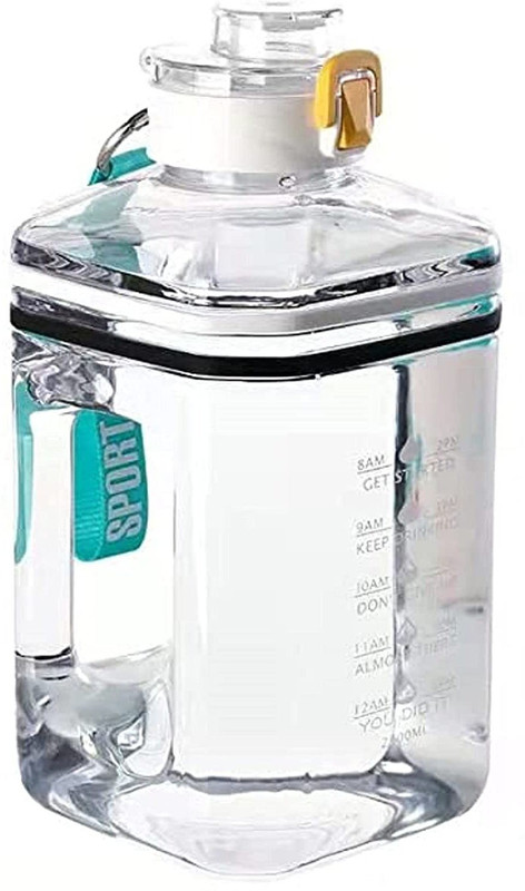 RIANZ Motivational Sports 2.2L White Transparent Gallon Water Bottle 2200 ml PET Bottle(Pack of 1, White)