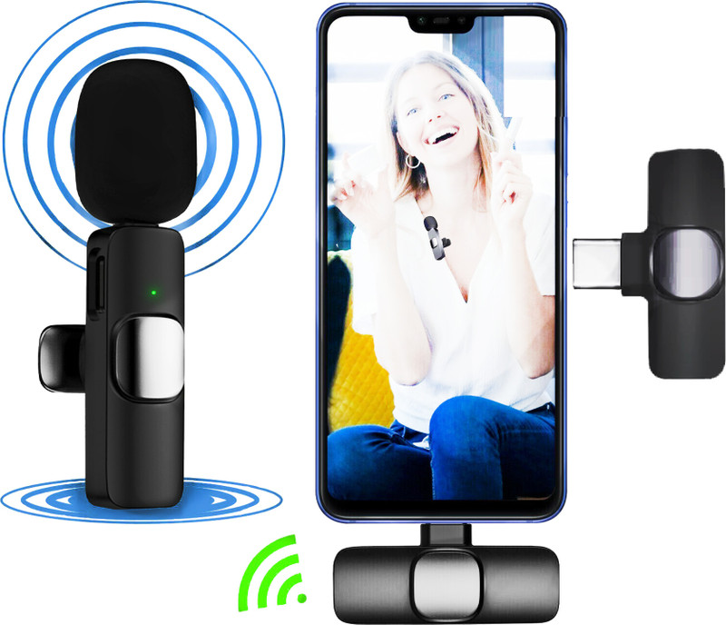 subton Wireless Bluetooth Collar Mic For Type-C Jack Mobile Cameras With 20meter Range Camera Microphone