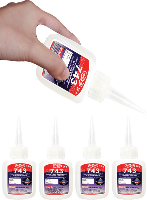 Metlok Super Bond 743 Fast Strongest Bonding Adhesive Single Use Net | Pack of 4 x 20 g Glue(80 ml)