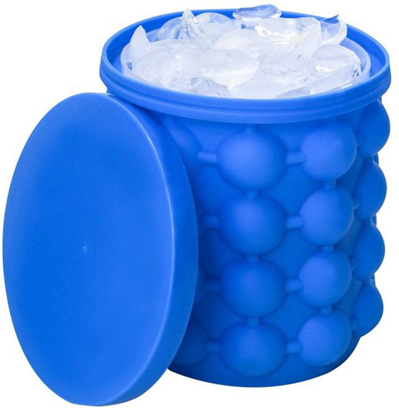 WHAAKART 0.4 L Silicone, Plastic Ice Cube Maker Mould Ice Tray Ice Bucket for Frozen Whiskey, Cocktail, Beverages Ice Bucket(Blue)