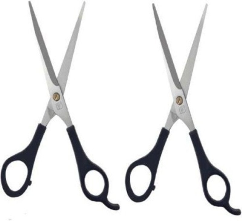 PRISAMX High grade plastic and stainless steel scissors (Pack of 2) Scissors(Set of 2, Black)