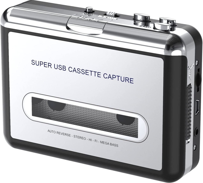 VOOCME 218 Portable Old Tape Cassette Convert to Mp3 Player Converter with USB Cable 3.4 inch Blu-ray Player(Capture Music Player Plug and Play USB Device MP3 Player)