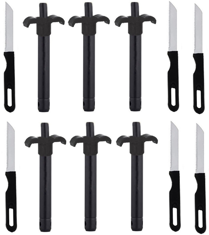 Protos India.Net 6 Pcs. Black Lighter & knife Set Stainless Steel Gas Lighter (Black, Pack of 6) Steel Gas Lighter(Black, Pack of 6)