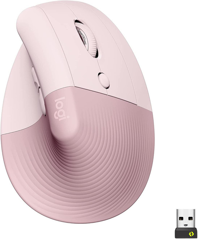 Logitech LIFT / Vertical Ergonomic, Multi-Device (Upto 3 Device) Ambidextrous Optical Mouse(2.4GHz Wireless, Bluetooth, Rose)
