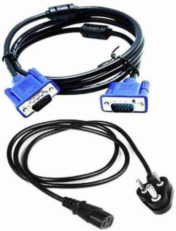 WHO  TV-out Cable Set of Male to Male 15 Pin VGA and Power Cable for Computer CPU, Monitor(Black, For TV)