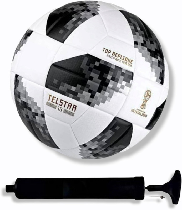 SHORYA TELESTAR BLACK HAND STITCHED FOOTBALL WITH AIR PUMP FOOTBALL KIT Football - Size: 5(Standard, Pack of 2)