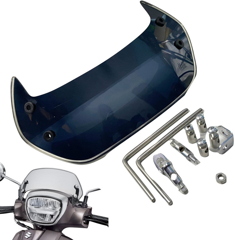 Dhe Best Bike Visor Windshield/Wind Deflectors With Fittings Black for Suzuki Access 125 Bike Windshield