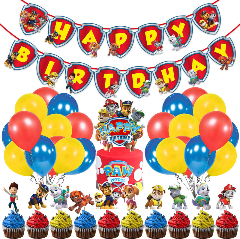 ZYOZI Paw Patrol Party Supplies, Paw Patrol Birthday Decorations for Boys(Pack of 37)(Set of 37)
