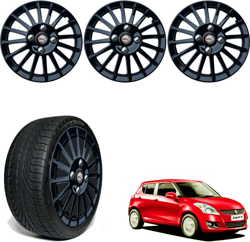 WolkomHome Car Wheel cap, Hub Cap 14 Inch Wheel Cover Multi Spike Full Black CS110 Wheel Cover For Maruti Swift AMT VXI(14.2 inch)