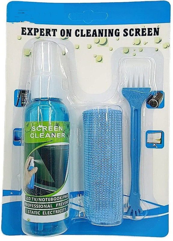 Bhakti 3 in 1 Cleaning set for PC, Laptops, Monitors, Mobiles, LCD, LED, TV for Computers, Laptops, Mobiles(Screen Cleaner, 100 ml with Micro Fiber Cloth and Brush)