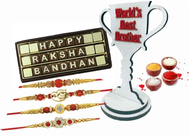 FabBites Rakhi with Gift and Chocolate-Chocolate with Rakhi for Brother Wooden Gift Box(Multicolor)