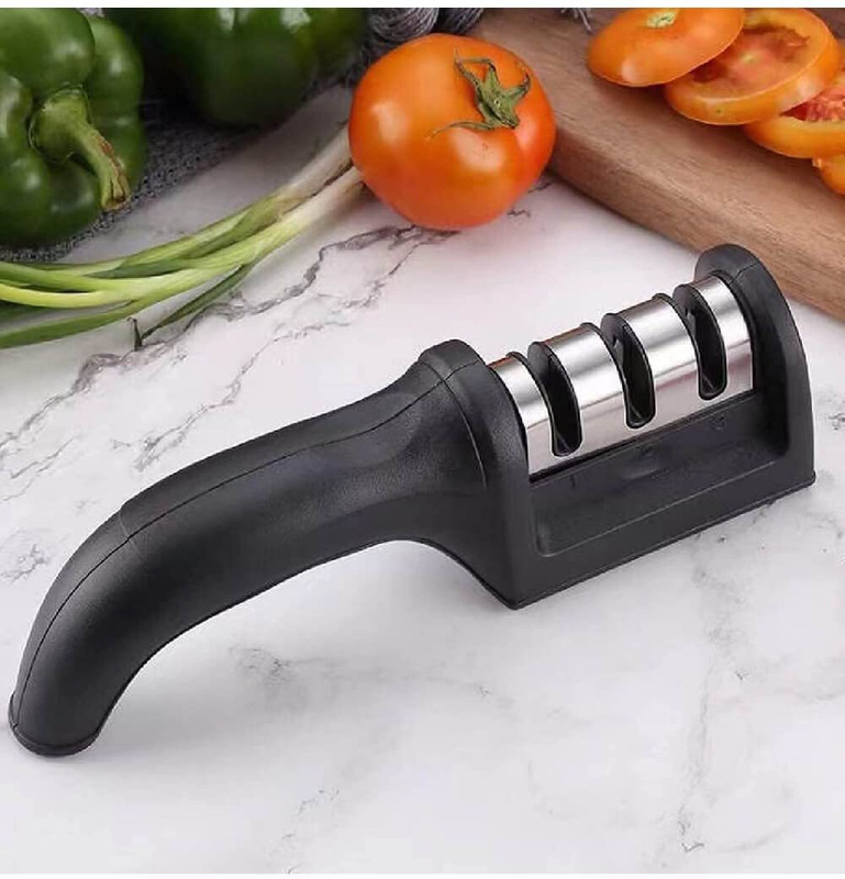 MGNLR Kitchen Knife Sharpener 3 Stage Kitchen Sharpener for Premium Knives Knife Sharpening Stone(Stainless Steel)