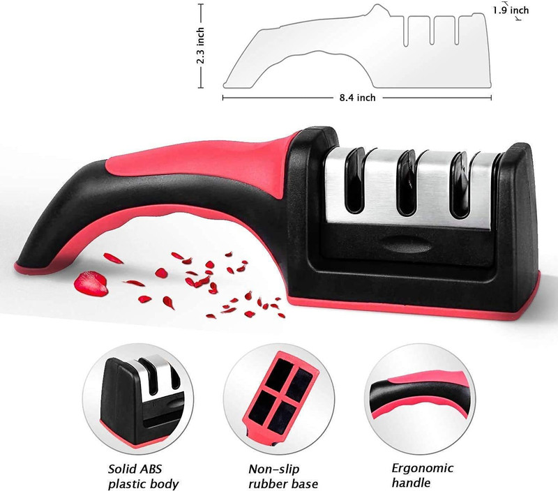 ActrovaX Advanced Manual Knife Sharpener for Kitchen 3 Stage Sharpening Tool-X33 Knife Sharpening Steel(Carbon Steel)