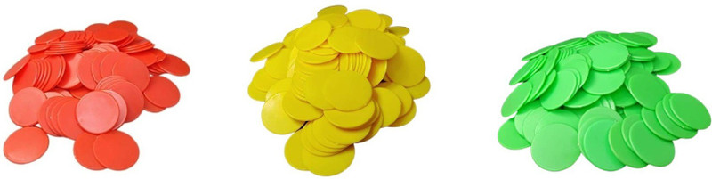 MOREL RED & YELLOW PLASTIC ROUND PLAIN TOKEN COIN CHIP FOR GAMES STORE CRAFT & PROJECT(Multicolor)