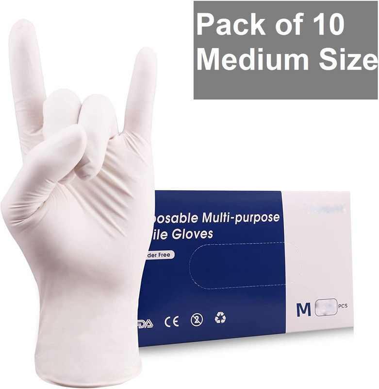 DM Eco Latex Nitrile Rubber Powdered Medical Examination Disposable Hand Gloves Nitrile, Latex, Rubber Examination Gloves(Pack of 10)
