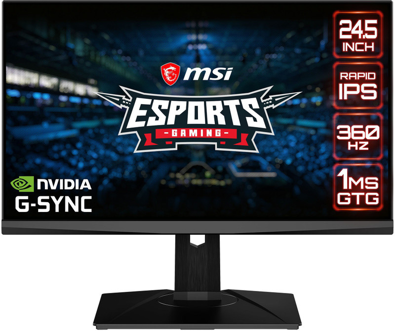 MSI 62.23 cm (25 Inch) Full HD IPS Panel with Adjustable Stand, Frameless Design, Anti-Flicker and Less Blue Light, Ultra Low Motion Blur Extreme Gaming Monitor (Oculux NXG253R)(NVIDIA G Sync, Response Time: 1 ms, 360 Hz Refresh Rate)
