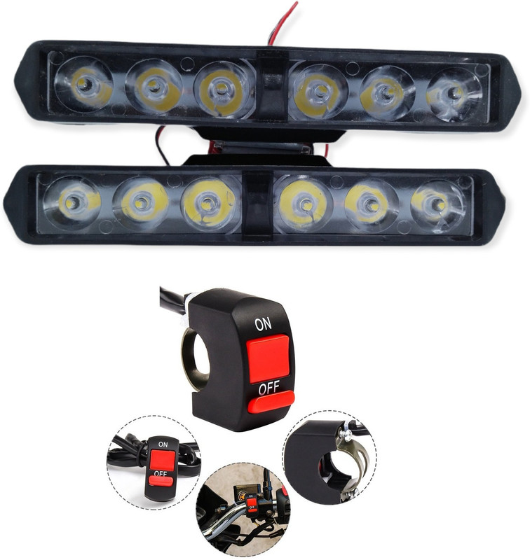 dongreela G-1 White 6 Led Fog Lamp Pair With Switch Fog Lamp Motorbike LED (12 V, 6 W)(Universal For Bike, Pack of 2)