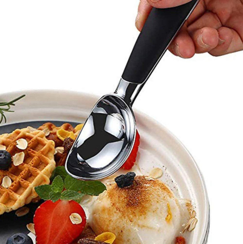 YANCI Heavy Duty Stainless Steel Ice-Cream Scooper with Non-Slip Rubber Grip (Red) Kitchen Scoop