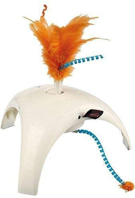 Rvpaws Feather Spinner Cat Toy with Natural Feather Caps and 3 Motion Sensors Plastic Frisbee For Cat
